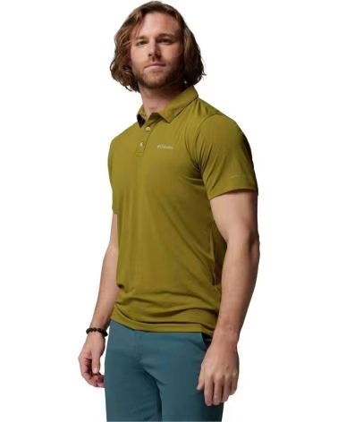 COLUMBIA POLO A MANICHE CORTE TECH TRAIL UTILITY DA UOMO VERDE OLIVA
