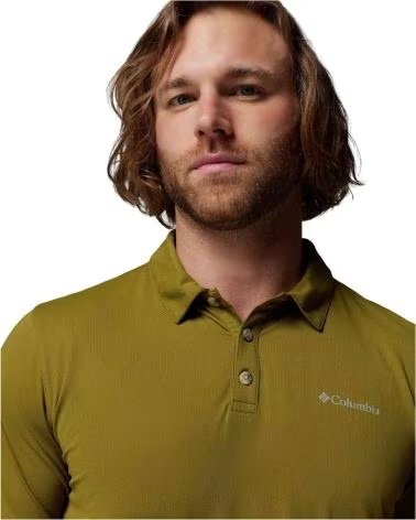 COLUMBIA POLO A MANICHE CORTE TECH TRAIL UTILITY DA UOMO VERDE OLIVA
