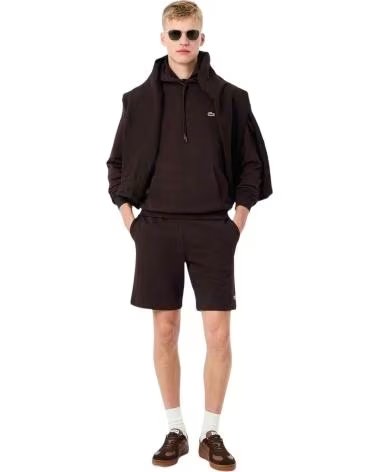 LACOSTE SHORT DE JOGGING EN MAILLE MARRON POUR HOMME BUFFLE