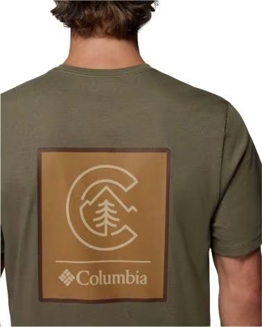 COLUMBIA T-SHIRT CSC LOGO BACK A MANICHE CORTE VERDE OLIVA
