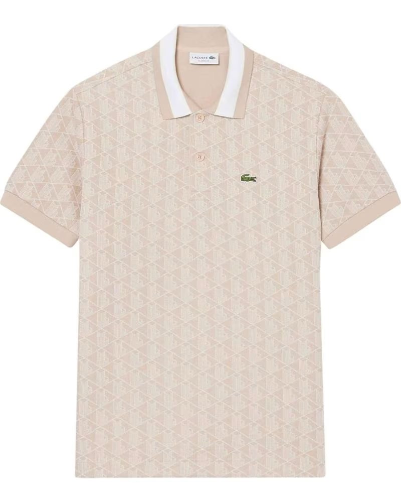 LACOSTE KURZARM-POLOSHIRT AUS BEIGEM STRICKGEWEBE BEIGE