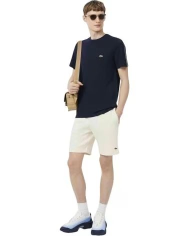 LACOSTE BRANDED STRIPE BAND SHORT SLEEVE T-SHIRT NAVY BLUE MARINE