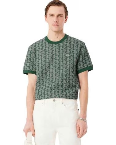 LACOSTE CREWNECK T-SHIRT BEDRUCKT GRÜN HERREN VERT