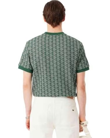 LACOSTE CREWNECK T-SHIRT BEDRUCKT GRÜN HERREN VERT