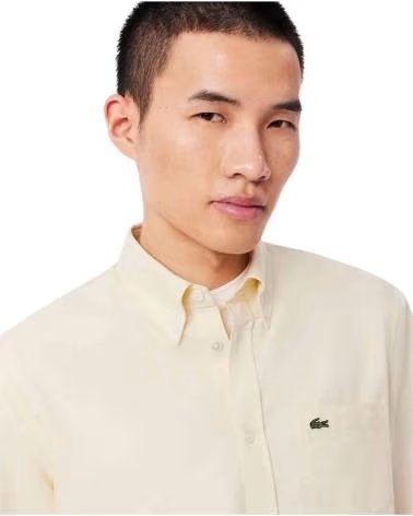 LACOSTE CAMICIA CH1911 A MANICHE LUNGHE BEIGE DA UOMO