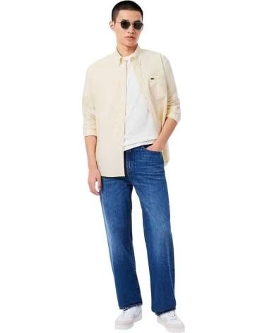 LACOSTE CAMICIA CH1911 A MANICHE LUNGHE BEIGE DA UOMO