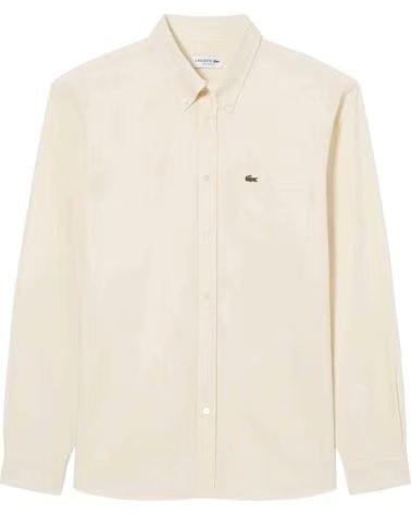LACOSTE CAMICIA CH1911 A MANICHE LUNGHE BEIGE DA UOMO