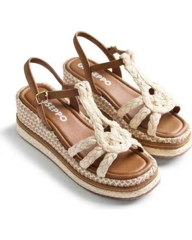 SANDALIAS GIOSEPPO HARCOURT CON PLATAFORMA DORADO Y BEIGE MARRON