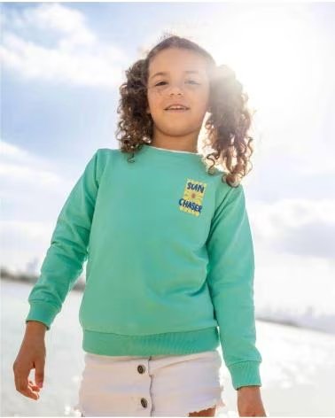 BADAWII SUN CHASER COTTON SWEATSHIRT IN GREEN