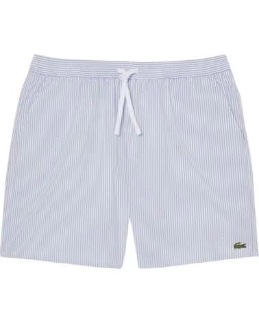 LACOSTE MID LENGTH BADEHOSE GESTREIFT STRUKTURIERT BLANCO