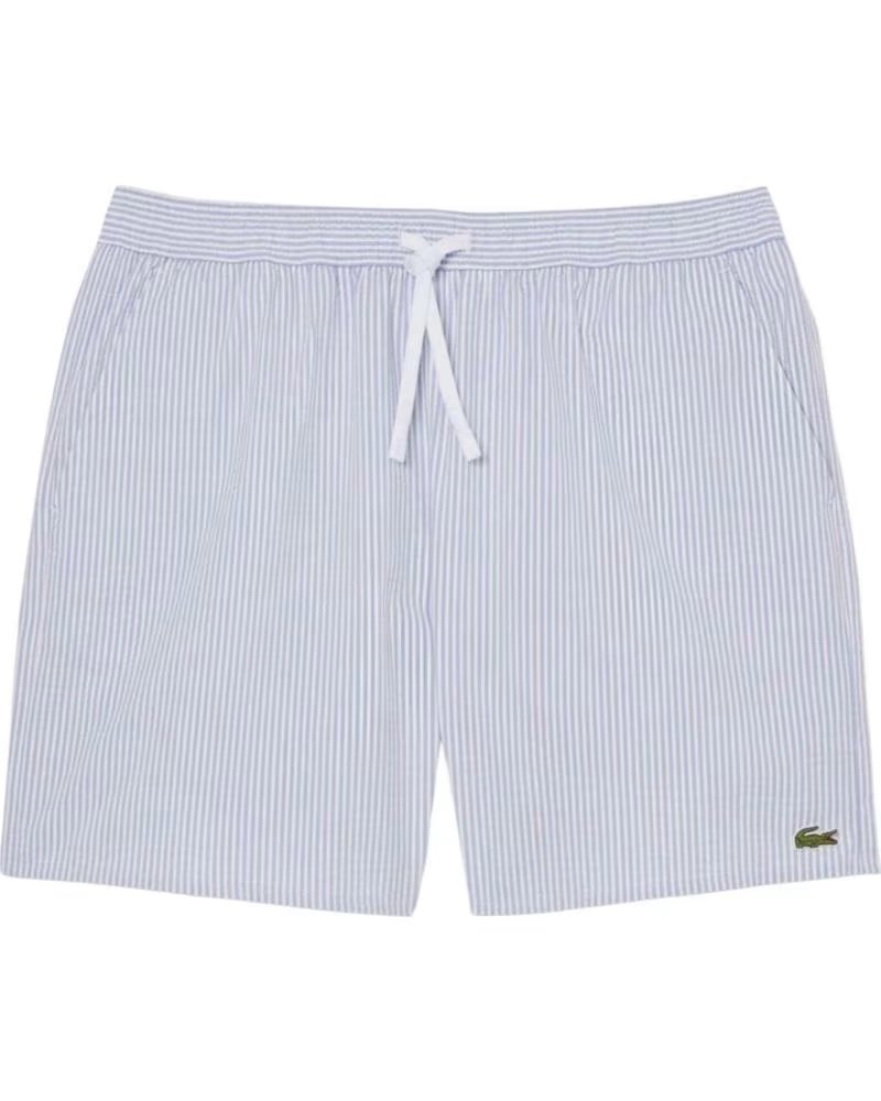 LACOSTE MID LENGTH BADEHOSE GESTREIFT STRUKTURIERT BLANCO