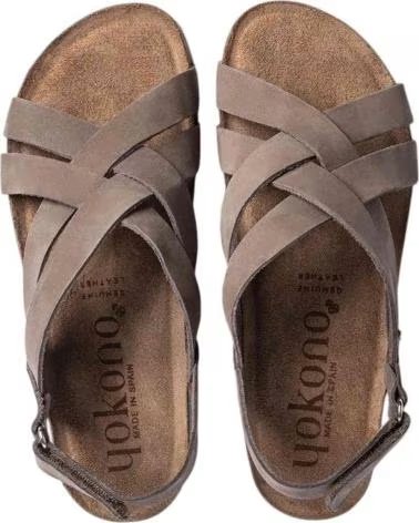 YOKONO JERBA-263 SANDALEN MIT GEKREUZTEN RIEMEN AUS TABAK-NUBUK MARRóN