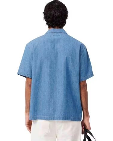 LACOSTE CAMICIA A MANICHE CORTE IN BLU