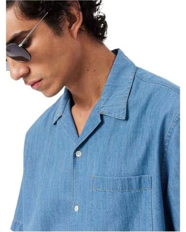LACOSTE CAMICIA A MANICHE CORTE IN BLU