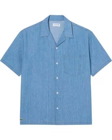 LACOSTE CAMICIA A MANICHE CORTE IN BLU