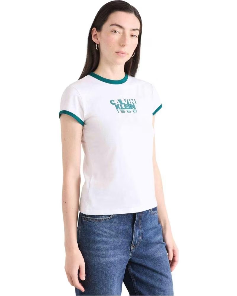 CALVIN KLEIN JEANS T-SHIRT 070303200015 WHITE WITH LOGO BLACK