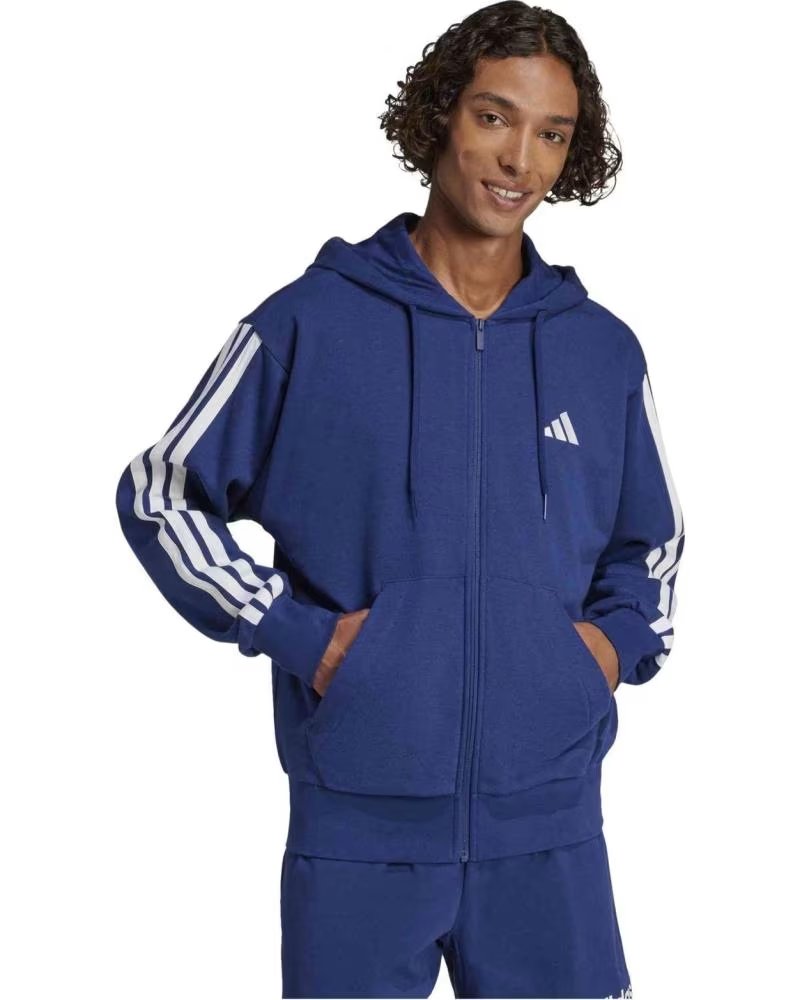 ADIDAS FELPA CON CAPPUCCIO E ZIP ESSENTIALS FRENCH TERRY OSCURO