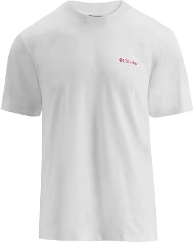 COLUMBIA T-SHIRT CSC LOGO BACK MANICHE CORTE BIANCO ROSSO OSCURO