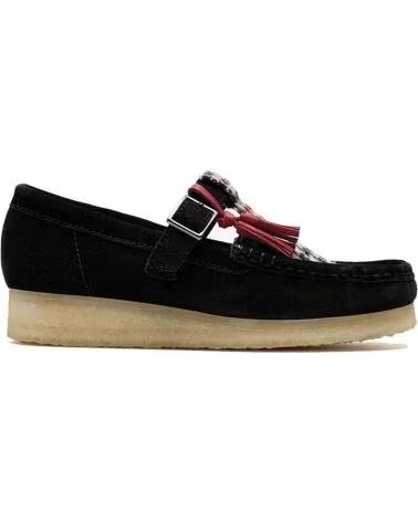 CLARKS SAPATILHAS WALLABEE T BAR BLACK TWEED COMBINATION