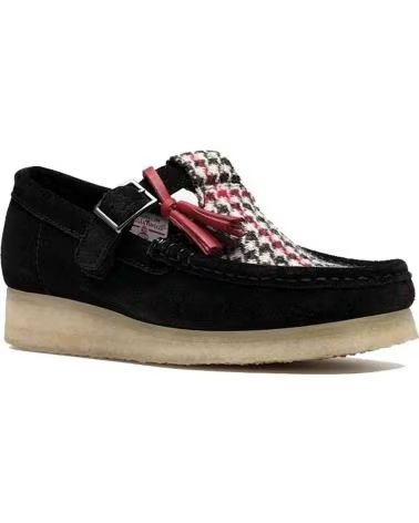 CLARKS SAPATILHAS WALLABEE T BAR BLACK TWEED COMBINATION