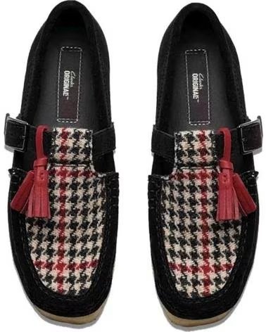 CLARKS SAPATILHAS WALLABEE T BAR BLACK TWEED COMBINATION