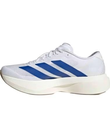 ADIDAS ADIZERO EVO SL RUNNING SHOES, WHITE AND ROYAL BLUE