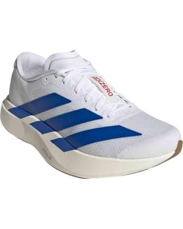 ADIDAS ADIZERO EVO SL RUNNING SHOES, WHITE AND ROYAL BLUE