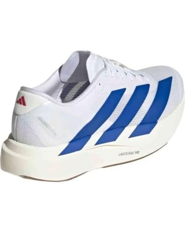 ADIDAS ADIZERO EVO SL RUNNING SHOES, WHITE AND ROYAL BLUE