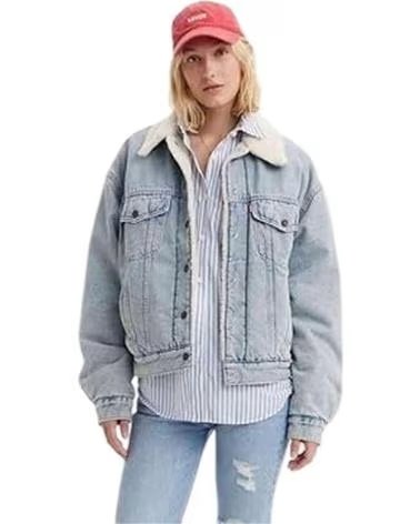 LEVIS CHAQUETA LEVI´S 90S SHERPA TRUCKER PARA MUJER, COLOR AZUL LIGHT INDIGO - WORN IN