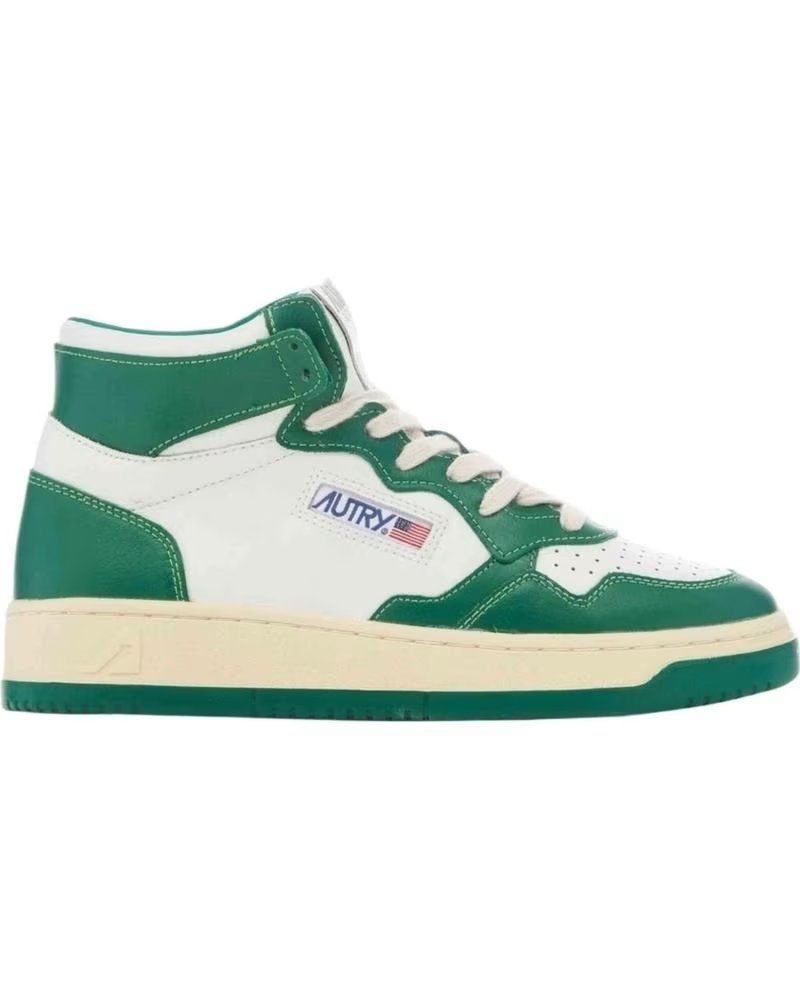 AUTRY BASKETS AUMWWB03 EN CUIR VERT ET BLANC