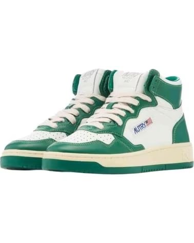 AUTRY BASKETS AUMWWB03 EN CUIR VERT ET BLANC