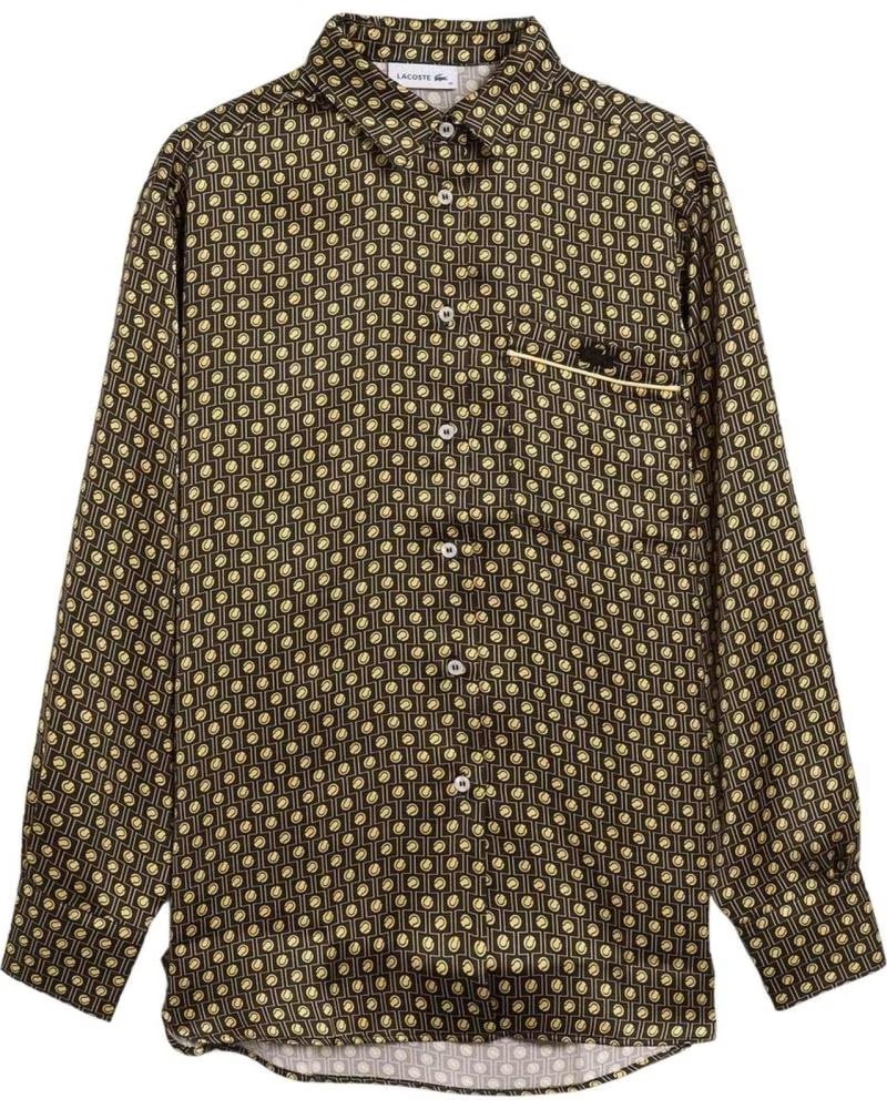 LACOSTE CAMICIA CF9804-00-4IZ STAMPATA MARRONE