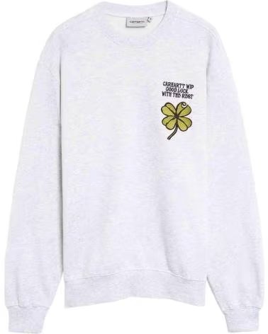 CARHARTT WIP FELPA I036038-482XX BIANCA CON GRAFICA A TRIFOGLIO