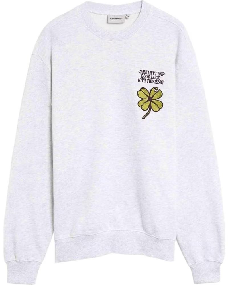 CARHARTT WIP FELPA I036038-482XX BIANCA CON GRAFICA A TRIFOGLIO