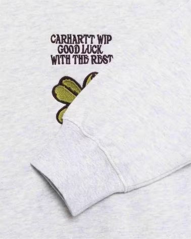 CARHARTT WIP FELPA I036038-482XX BIANCA CON GRAFICA A TRIFOGLIO