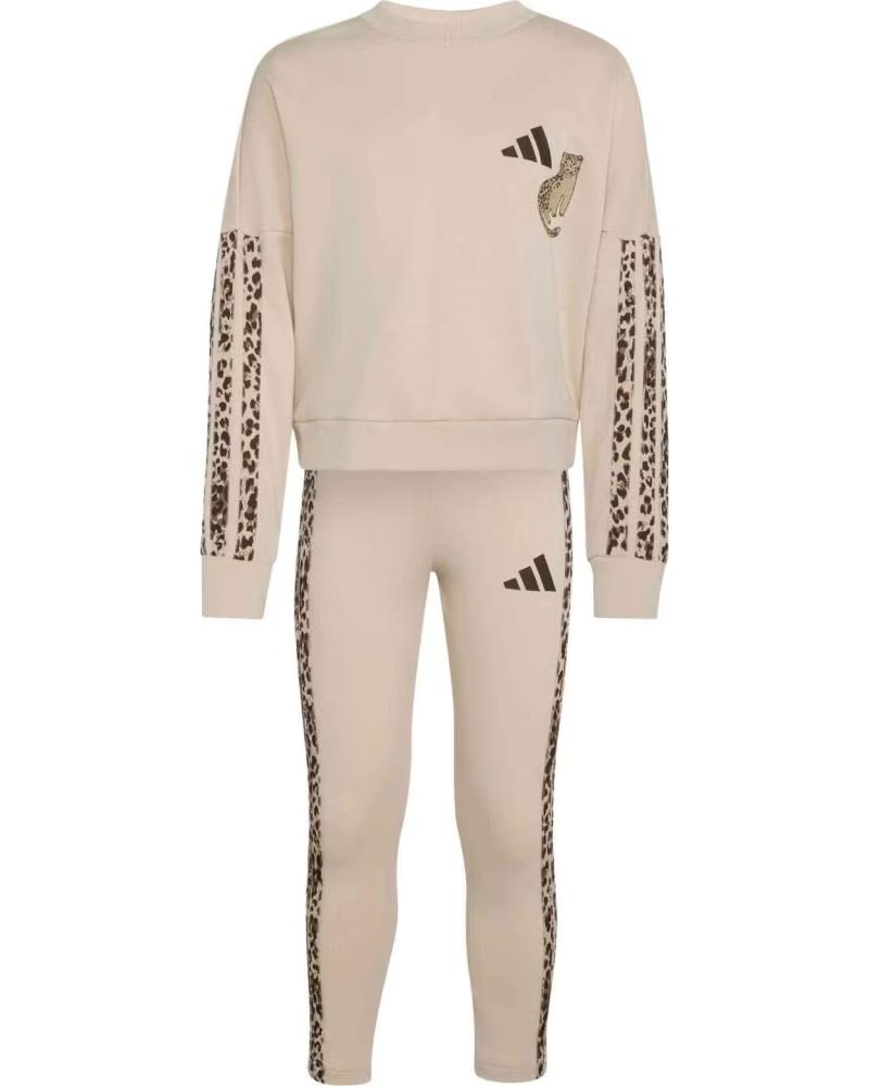ADIDAS LG AN 3S SET FOR GIRLS IN BEIGE WITH ANIMAL PRINT CRLI-MULTCO-DBROWN