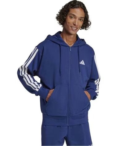ADIDAS FELPA CON CAPPUCCIO ESSENTIALS FRENCH TERRY A 3 STRISCE DKBLUE-WHITE