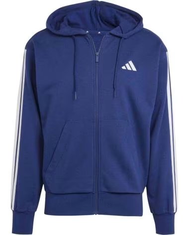 ADIDAS FELPA CON CAPPUCCIO ESSENTIALS FRENCH TERRY A 3 STRISCE DKBLUE-WHITE