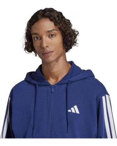 ADIDAS FELPA CON CAPPUCCIO ESSENTIALS FRENCH TERRY A 3 STRISCE DKBLUE-WHITE