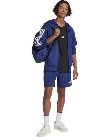 ADIDAS FELPA CON CAPPUCCIO ESSENTIALS FRENCH TERRY A 3 STRISCE DKBLUE-WHITE