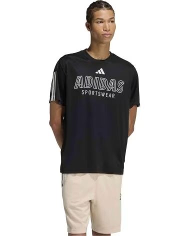 ADIDAS T-SHIRT A MANICHE CORTE SPORTSWEAR KB1597 DA UOMO NERA BLACK-WHITE