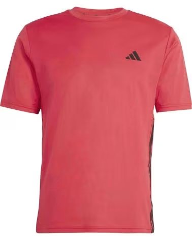 ADIDAS T-SHIRT WORKOUT ESSENTIALS BASE A 3 STRISCE A MANICHE CORTE PURRUB-BLACK