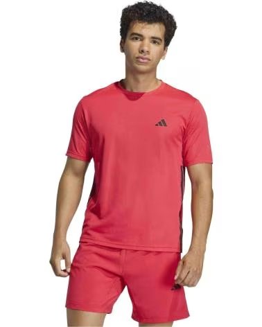 ADIDAS T-SHIRT WORKOUT ESSENTIALS BASE A 3 STRISCE A MANICHE CORTE PURRUB-BLACK