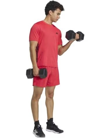 ADIDAS T-SHIRT WORKOUT ESSENTIALS BASE A 3 STRISCE A MANICHE CORTE PURRUB-BLACK