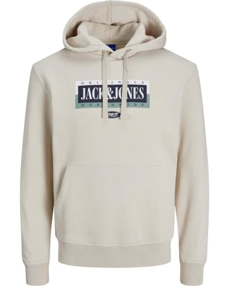 JACK AND JONES FELPA CON CAPPUCCIO & 12252402 BEIGE