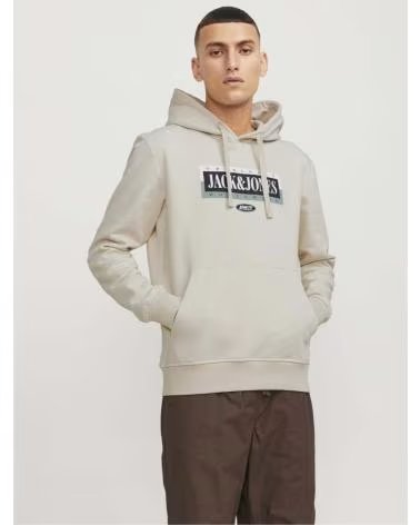 JACK AND JONES FELPA CON CAPPUCCIO & 12252402 BEIGE