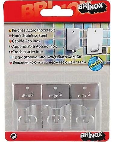 BRINOX SET DE PERCHAS ADHESIVAS DE ACERO INOXIDABLE MULTICOLOR