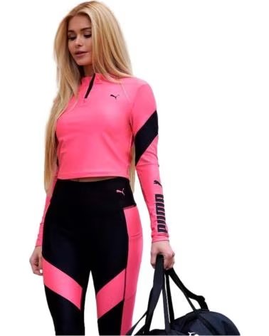 PUMA CAMISOLA DE MANGA COMPRIDA COM FECHO PARA MULHER ROJO