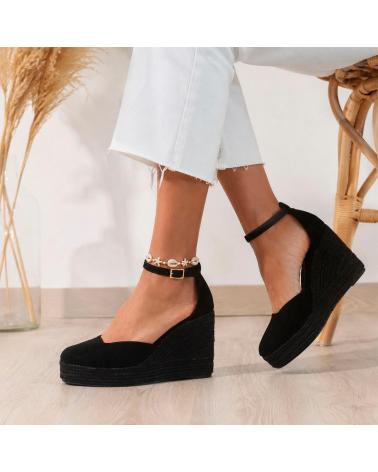 PINKDESERT ALPARGATAS CON CUÑA PARA MUJER, NEGRO