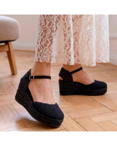 PINKDESERT SANDALIAS ALPARGATAS DE CUÑA PARA MUJER NEGRO